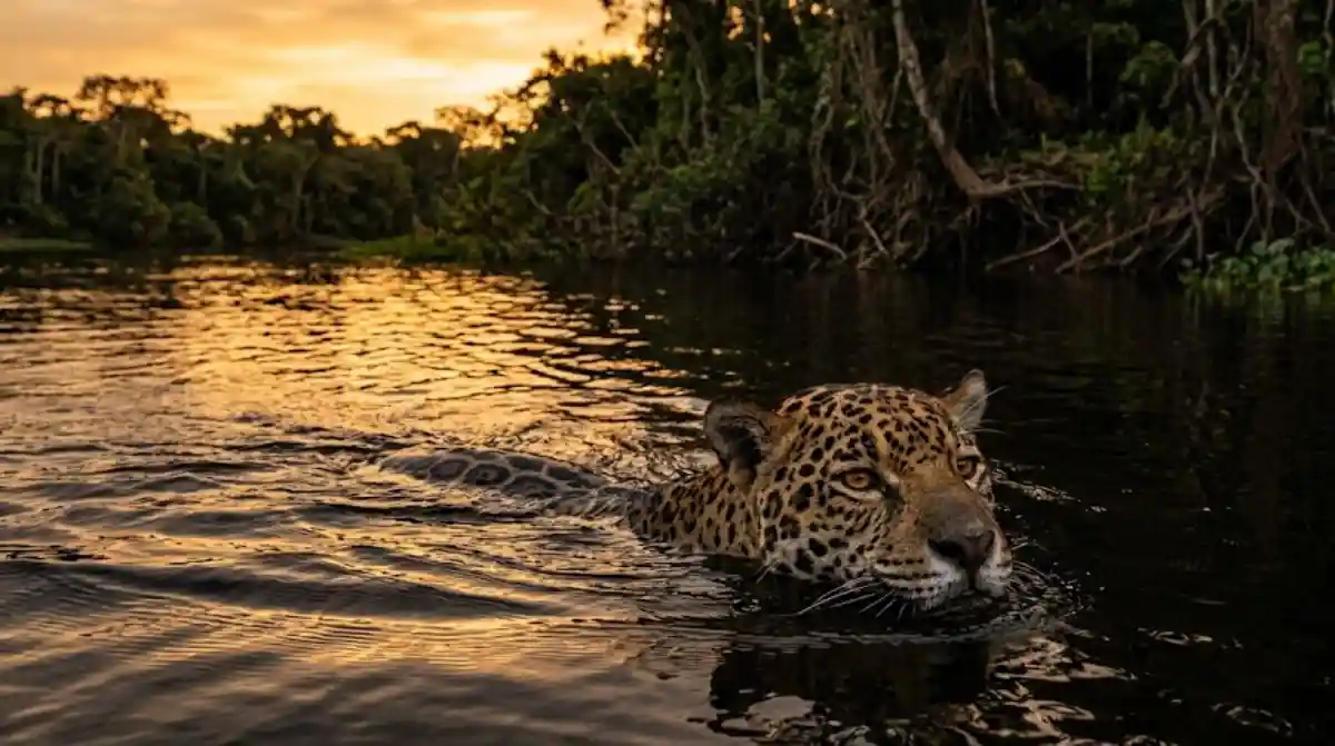 Como a onça-pintada domina os rios da Amazônia e utiliza habilidades aquáticas únicas para caçar jacarés e peixes