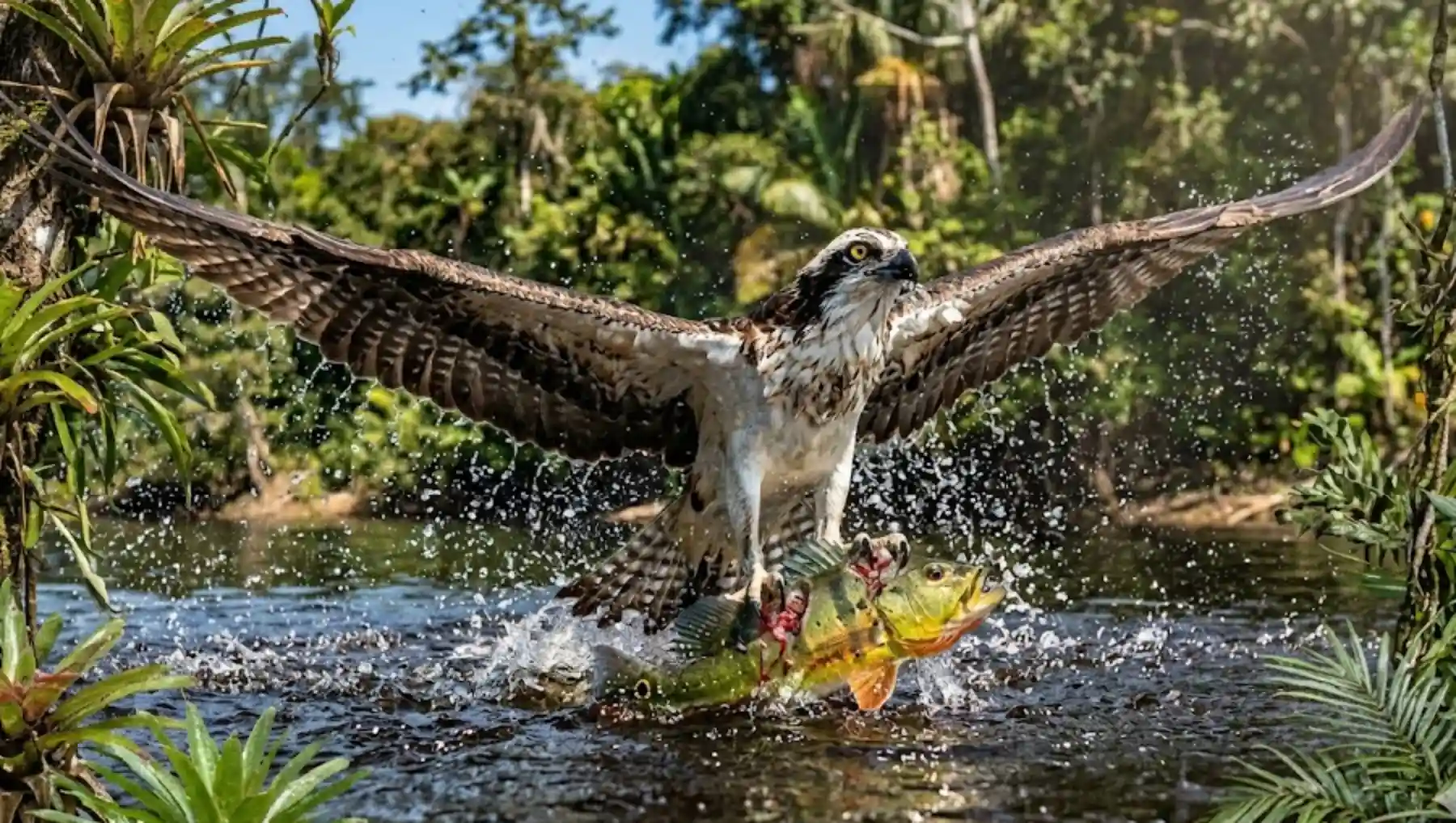A jornada transcontinental da águia pescadora que viaja do hemisfério norte para pescar nos rios da Amazônia