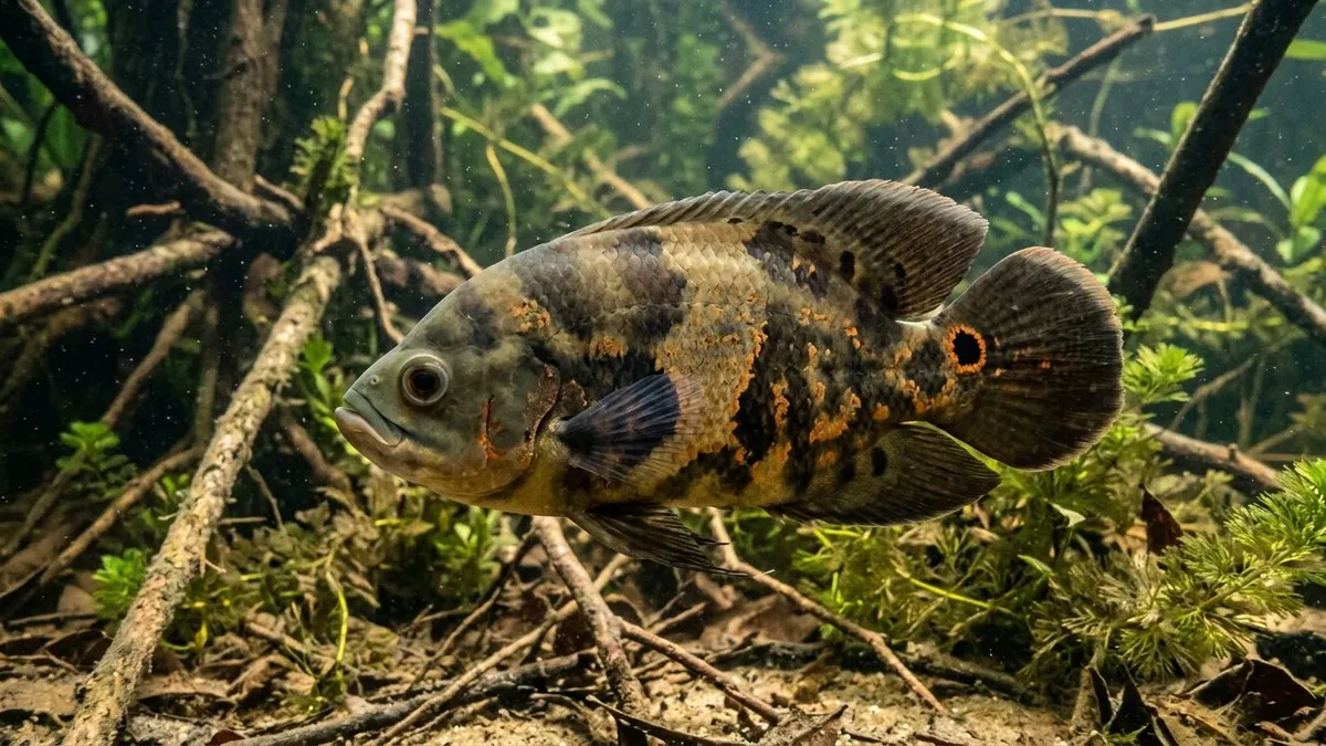 Apaiari exibe falso olho na cauda, protege filhotes em cardume e altera a cor do corpo ao disputar território