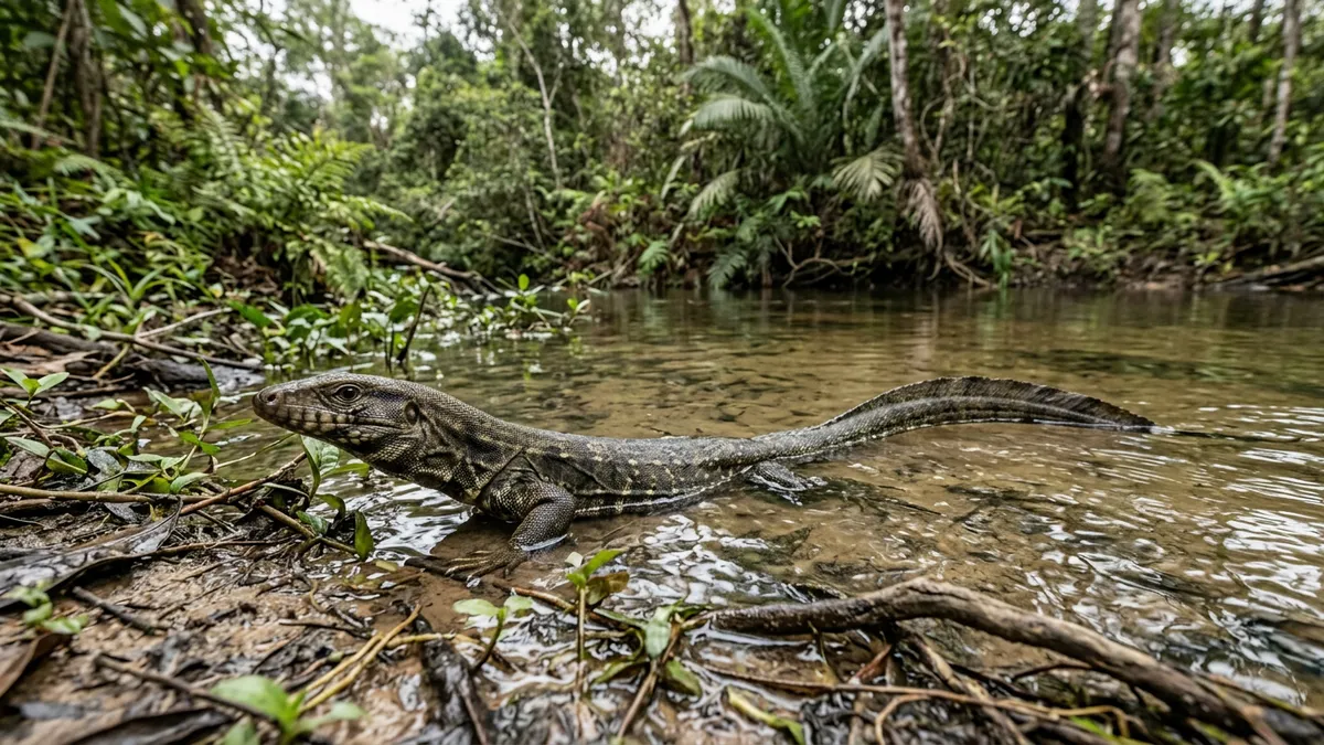 Jacarerana mergulha, nada com a cauda achatada e permanece minutos submersa sem ser parente dos jacarés